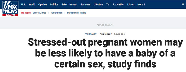 研究发现：孕期有压力，可能更容易生女孩